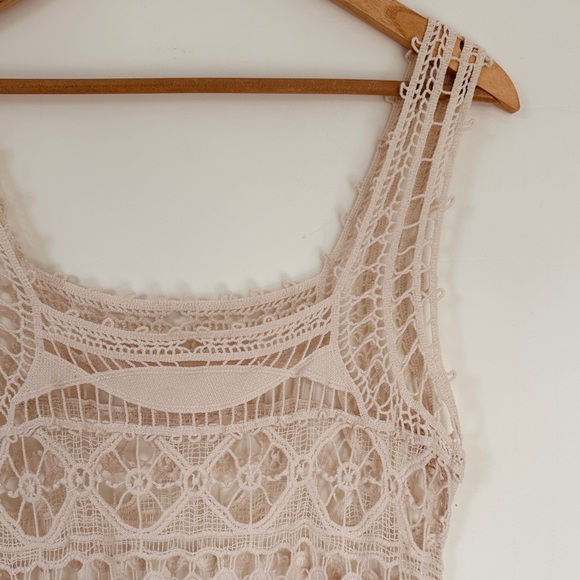 Crocheted unique Irish lace overlay tank top - cotton - Size L - no tags - Picture 5 of 8